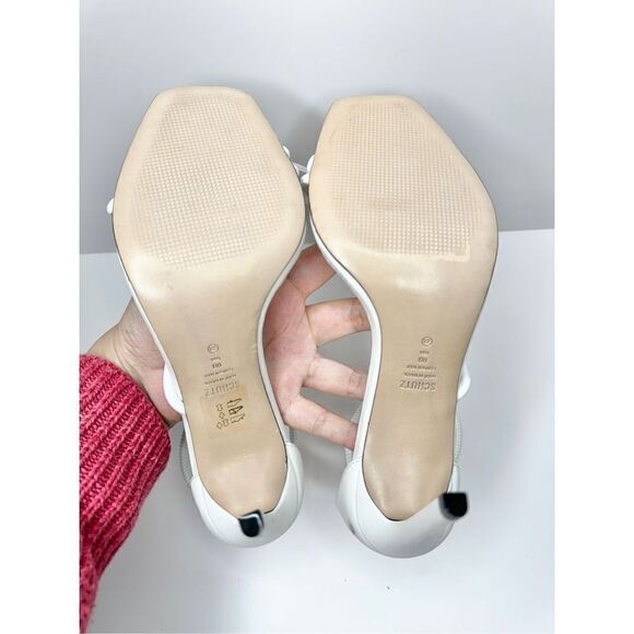 SCHUTZ Dress Sandals Ladies Size 9B White Leather Open Toe High Heel - Picture 8 of 10